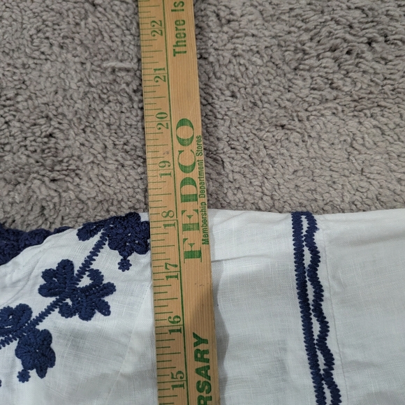 Boden White Linen Dress with Navy Embroidery - Picture 3 of 15